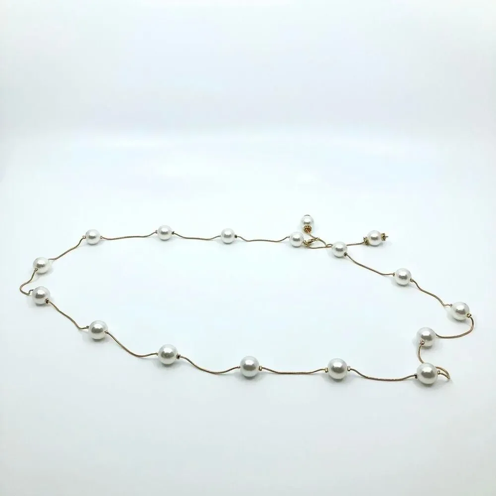 Women's Faux Pearl Gold Chain Belt, 41 Inches, X7G9A1006